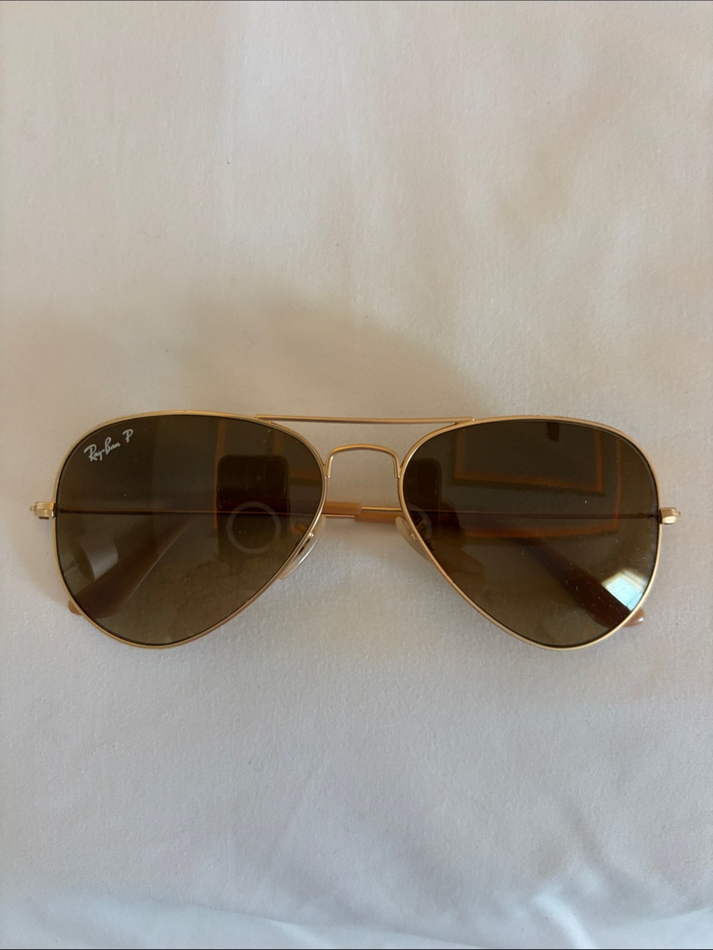 Ray-Ban Gold Frame Brown Lens Polarized Aviator Sunglasses - unisex